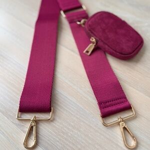 Ahdorned - Solid Interchangeable Woven Bag Strap w/ Suede Pouch - Burgundy